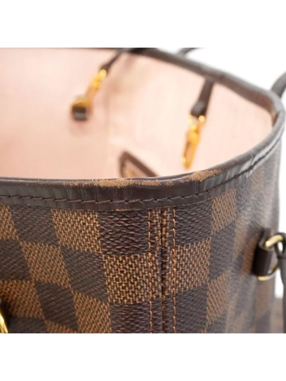 Louis Vuitton Tote Bag Damier Neverfull MM Rose Ballerine Ebene